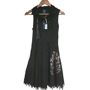 Hot Topic Harry Potter Hogwarts Dress Women's Small Corset Goth Black Silver
